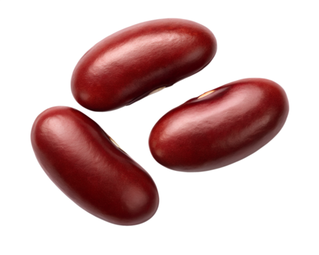  red beans isolated on transparent white background full depth of field clipping path