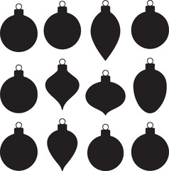 Christmas ball icon. Set of black Christmas balls. Christmas ball icons in flat design. Vector illustration