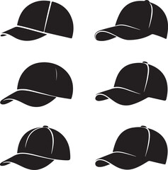 set of Baseball hat black logo icon design vector illustration