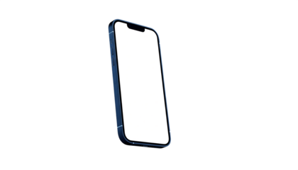 Vertical blue smartphone mockup with blank screen isolated background