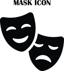 Minimal mask icon vector illustration, flat design symbol for privacy, disguise, or costume themes