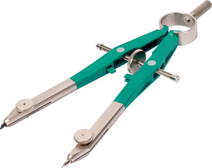 Macro of drawing compasses isolated on white background