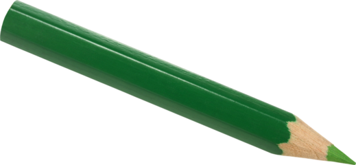 Short and thick green pencil isolated on white background