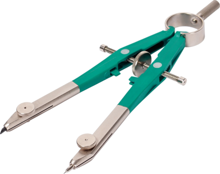 Macro of drawing compasses isolated on white background