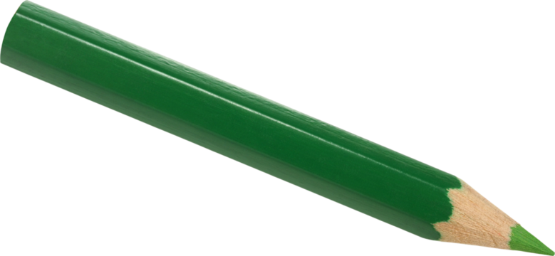 Short and thick green pencil isolated on white background