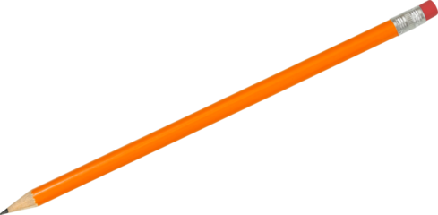 Orange pencil isolated on white background.