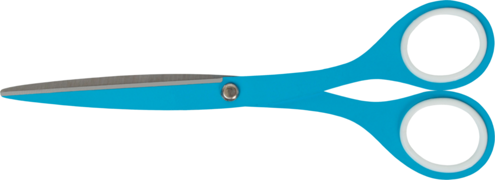 Closed blue scissors  isolated on white background