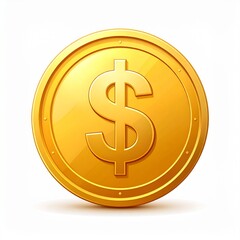 Glossy Gold Coin with Dollar Sign
