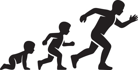 Crawl Walk Run Fly pictogram icon set. Clipart image isolated on white background