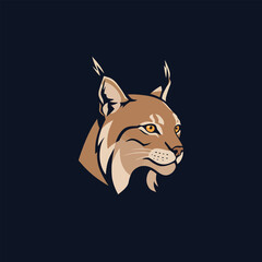 Vibrant and Dynamic Lynx Head Illustration Profile with Intense Gaze, Perfect for Emblematic Design and Nature Themes