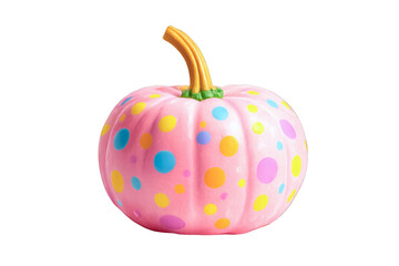 red apple on white background - Pink decorative pumpkin with colorful polka dots—festive autumn design for Halloween, seasonal decor, and creative holiday visuals on transparent background