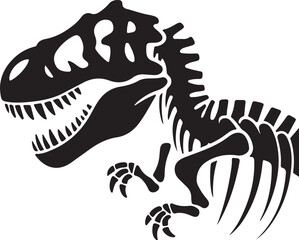 T rex dinosaur skeleton negative space silhouette illustration