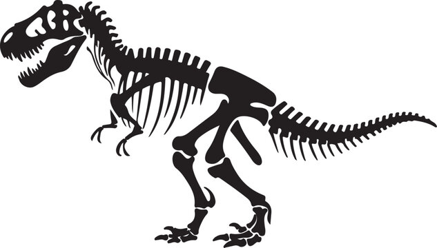 T rex dinosaur skeleton negative space silhouette illustration
