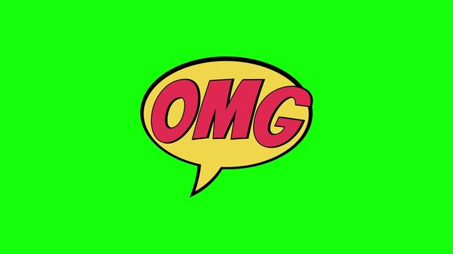 OMG Oh My God chat bubble bundle on green screen background