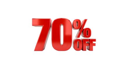 70 Percent OFF Red 3D Render Discount Marketing Promotion