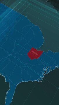 Vertical portrait, zoom in to the map of Ohio state, with text and textless