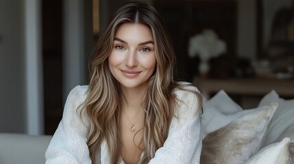 Confident young entrepreneur working stylish home office modern independent professional lifestyle inspiration