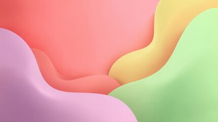 Naklejka premium Abstract pastel wave background with soft curves and smooth gradients in pink, green, and yellow tones ideal for modern design projects and creative works