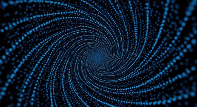 Abstract Blue Particle Spiral Tunnel