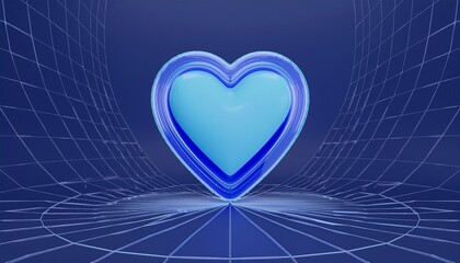 3d social media online platform concept blue heart 3d rendering