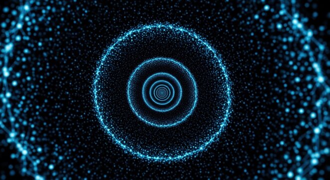 Abstract Blue Particle Spiral Tunnel