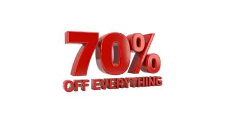 Red 3D 70 OFF EVERYTHING Discount Sale Marketing Text