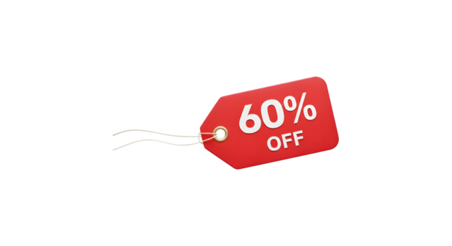 Red 3D 60 Percent Off Sale Tag Marketing Promotion