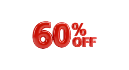 Red 60 Percent Off 3D Isolated Text Sale Promotion Banner
