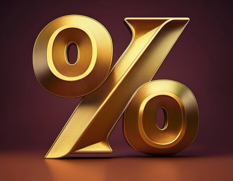 gold 3d sign percent discount on isolated background