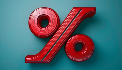 red 3d sign percent discount on isolated background