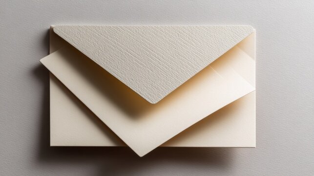 Elegant cream envelope with textured surface placed on a neutral background, ideal for wedding invitations, greeting cards, or personal letters
