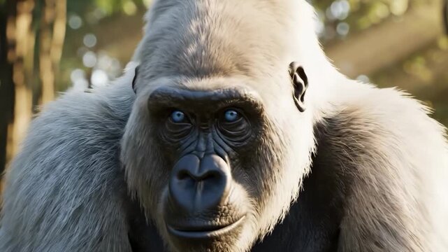 Silverback Majesty Rare Gorilla Gaze in Jungle Light.
