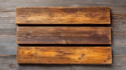 Obraz premium Rustic wooden planks arranged neatly on a surface, showcasing rich textures and natural grains, ideal for backgrounds and design projects.