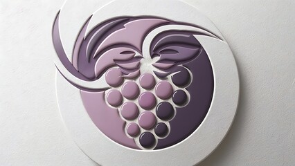 Elegant Grape Cluster Design with Swirling Leaves in Soft Tones.