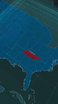 Vertical portrait, zoom in to the map of Tennessee state, with text and textless