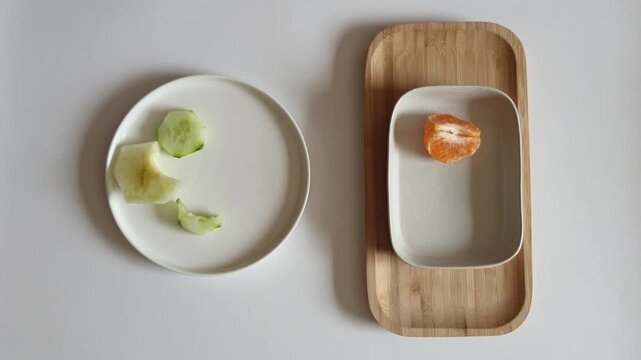 Simple Apple Slices on White Plate &mdash; Modern Minimal Food Styling