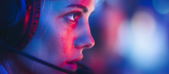 E Sports in Match, pro gamer team with male, wearing headphones, playing esports game on computer, global online streaming	