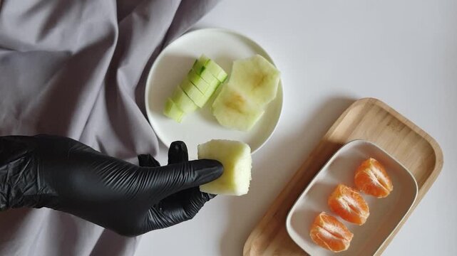 Simple Apple Slices on White Plate &mdash; Modern Minimal Food Styling