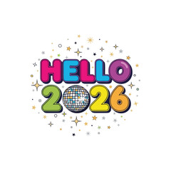 Hello 2026 New Year Greeting with Floral Decorations
