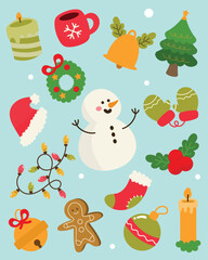 Fototapeta premium Cute Christmas Elements Collection