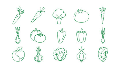 Vegetables illustrated in vector style against a see-through background. Premium quality icons. Stroke vector graphic for design ideas and concepts.

