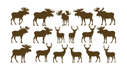Fototapeta premium collection of moose and deer outlines
