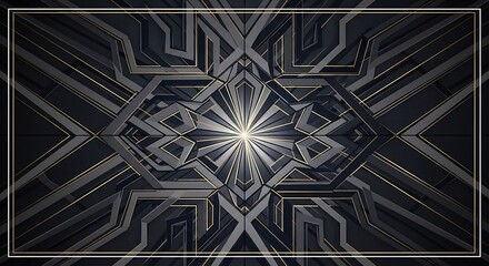 Elegant art deco black and gold geometric abstract pattern look