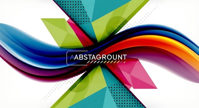 Abstract colorful flowing wave pattern with geometric shapes modern