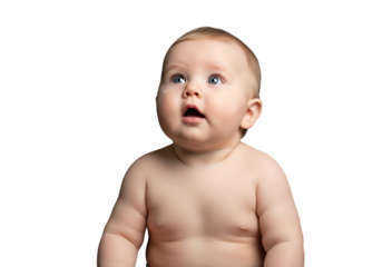 Curious Baby Looking Upwards with an Expression of Wonderment and Awe