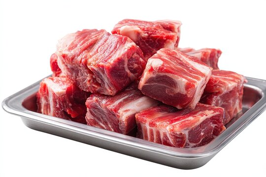 Freshly Cut Ribs: A close-up shot of freshly cut ribs, meticulously arranged, showcase the rich marbling of the meat, inviting culinary imagination and food preparation.