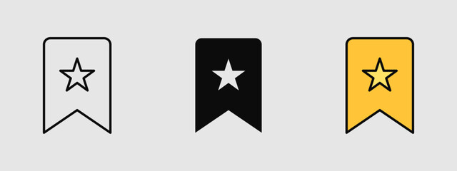 Minimal bookmark icon with a star, designed for favorites, saved items, highlights, and rating features in modern UI/UX layouts.