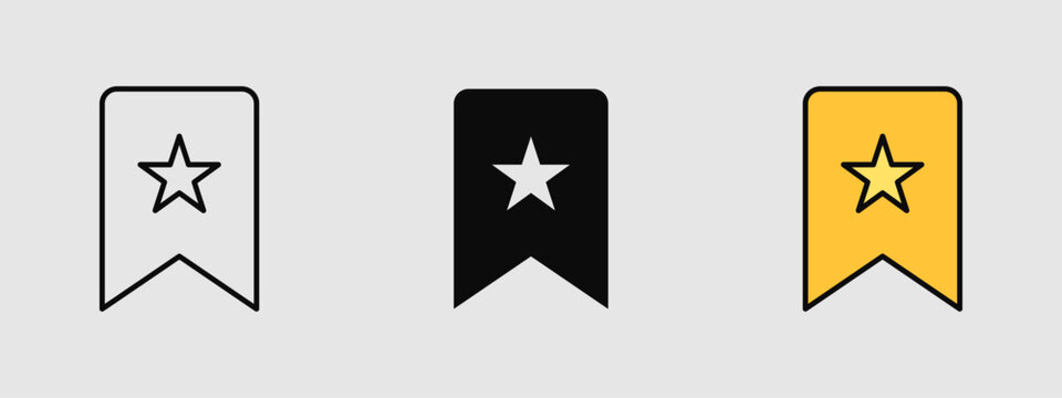 Minimal bookmark icon with a star, designed for favorites, saved items, highlights, and rating features in modern UI/UX layouts.