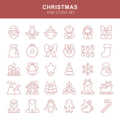 Christmas - line icons set