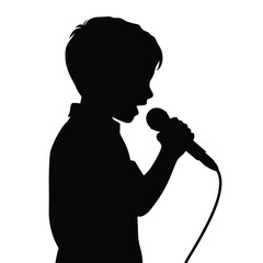 Silhouette of a young boy singing into a microphone © FAS